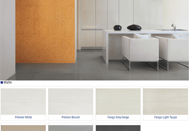 Olympia Cromie Matte Porcelain Tiles Color Polvere White Polvere 